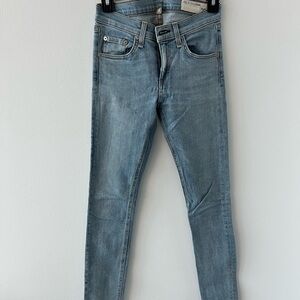 rag & bone Blue Skinny Jeans with Contrast Stitching